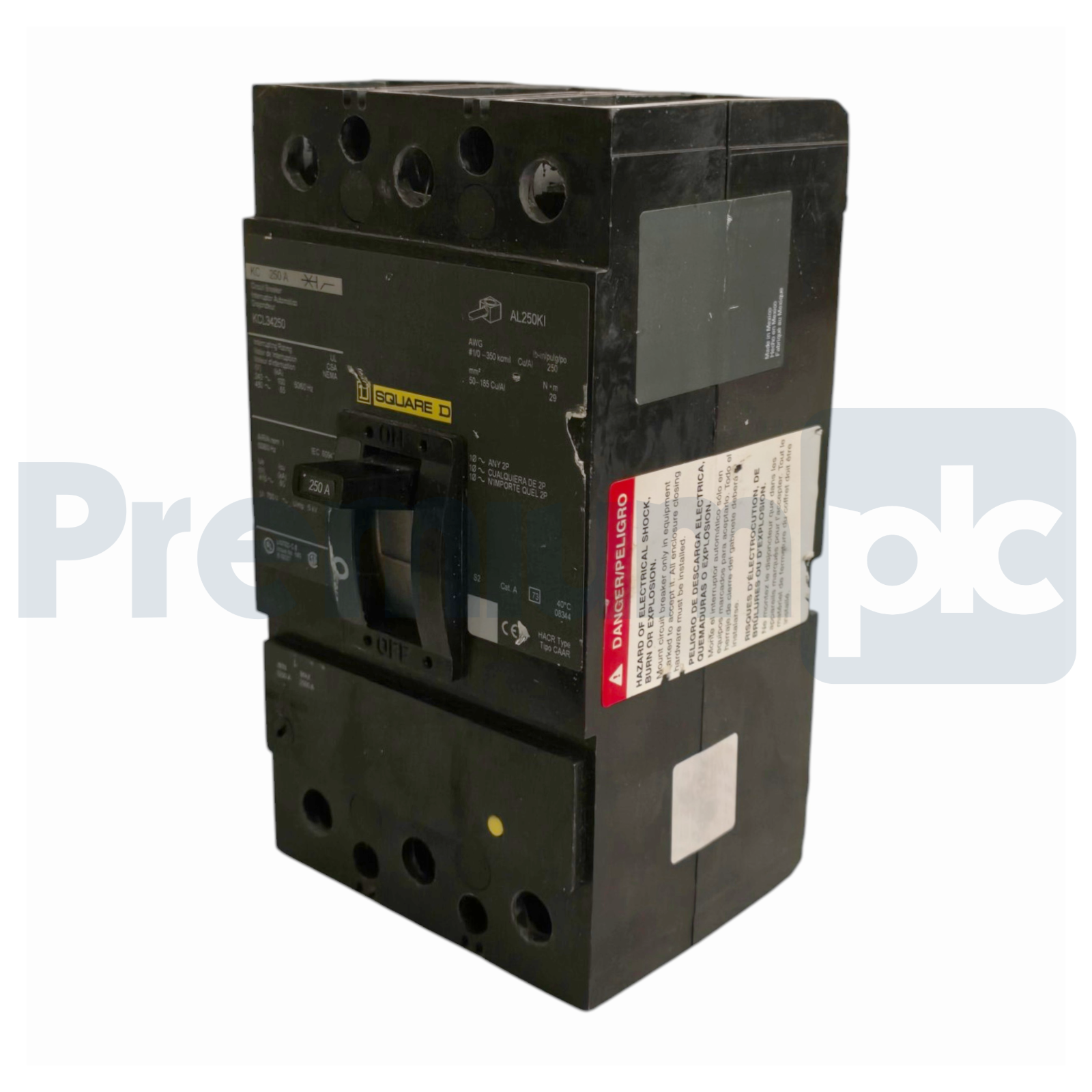 Used Square D KCL34250 Circuit Breaker | 3 Pole | 250 Amp | 480V | 65kA @ 480V NSNP