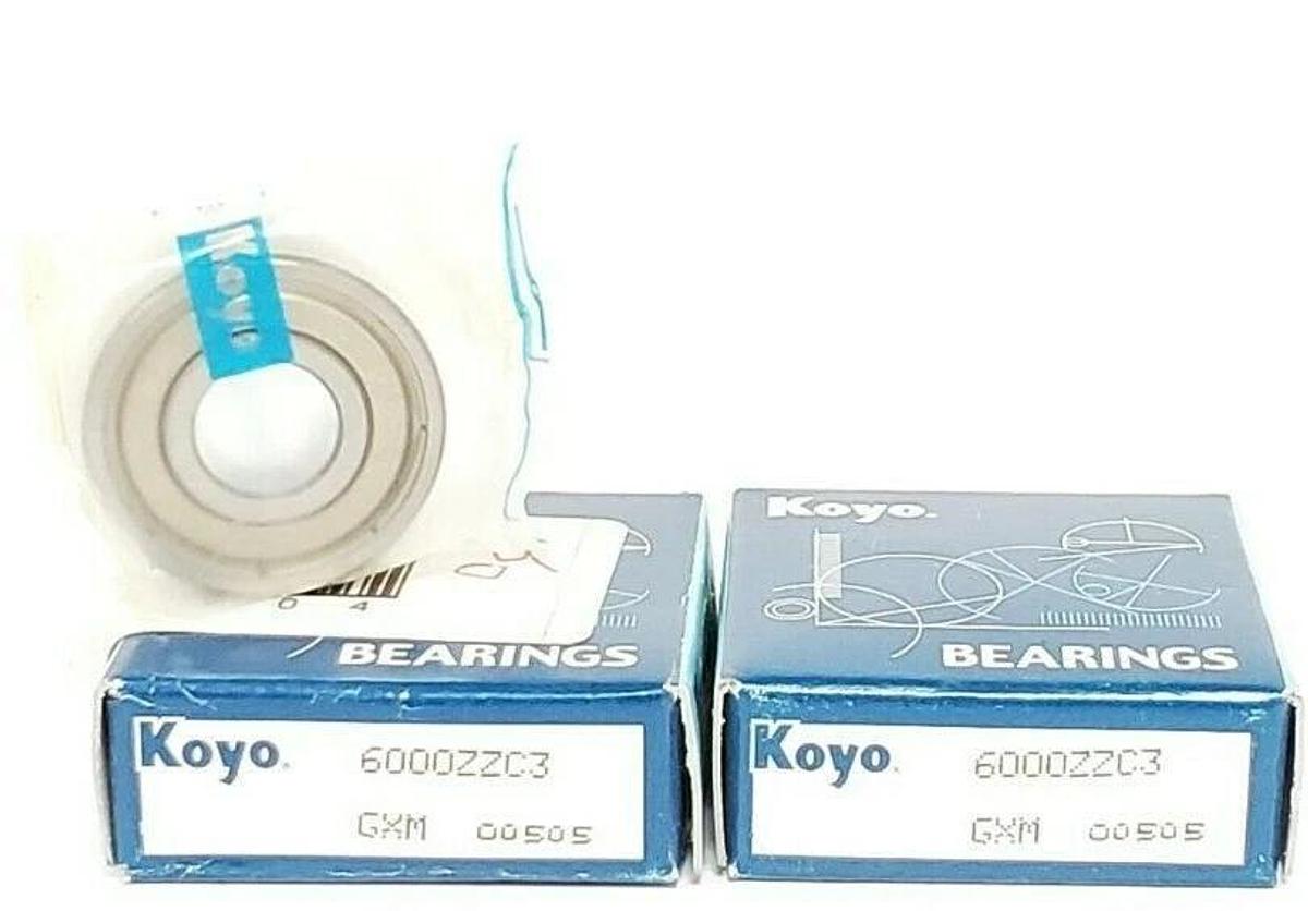 Used LOT OF 2 NIB KOYO 6000ZZC3 RADIAL/DEEP GROOVE BALL BEARINGS