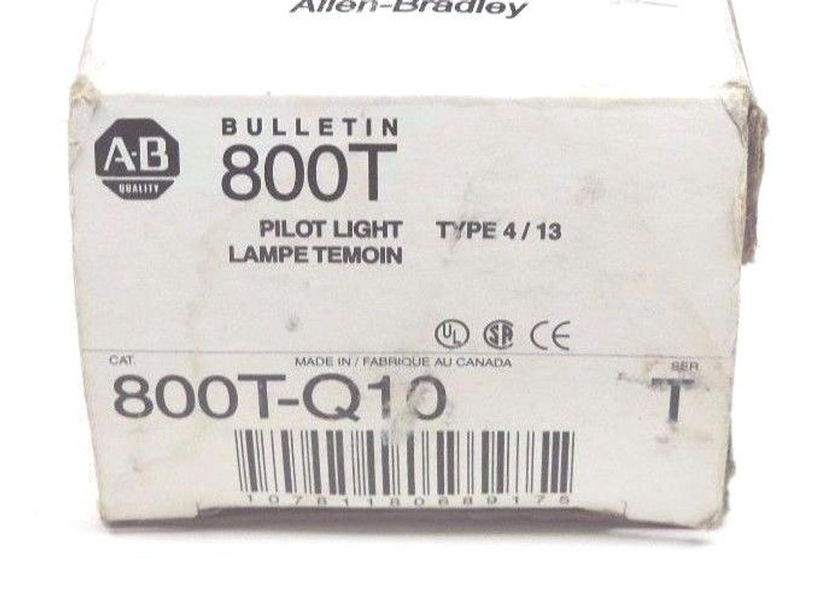 Used LOT OF 2 NEW ALLEN BRADLEY 800T-Q10 PILOT LIGHTS, SER T, 800TQ10