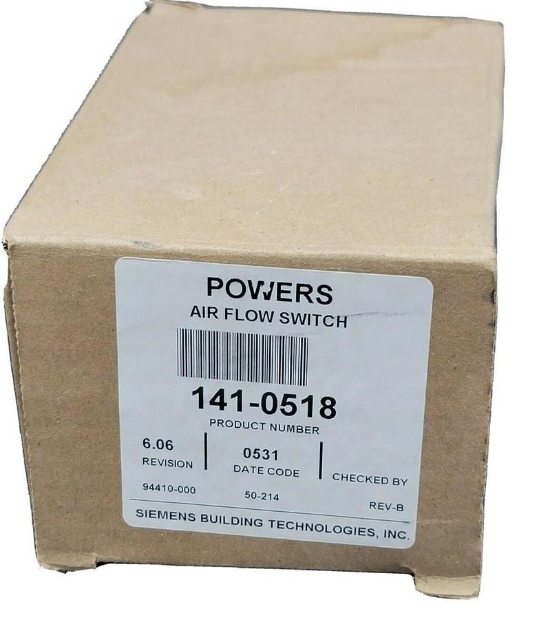 Used NIB POWERS 141-0518 AIR FLOW SWITCH 1410518