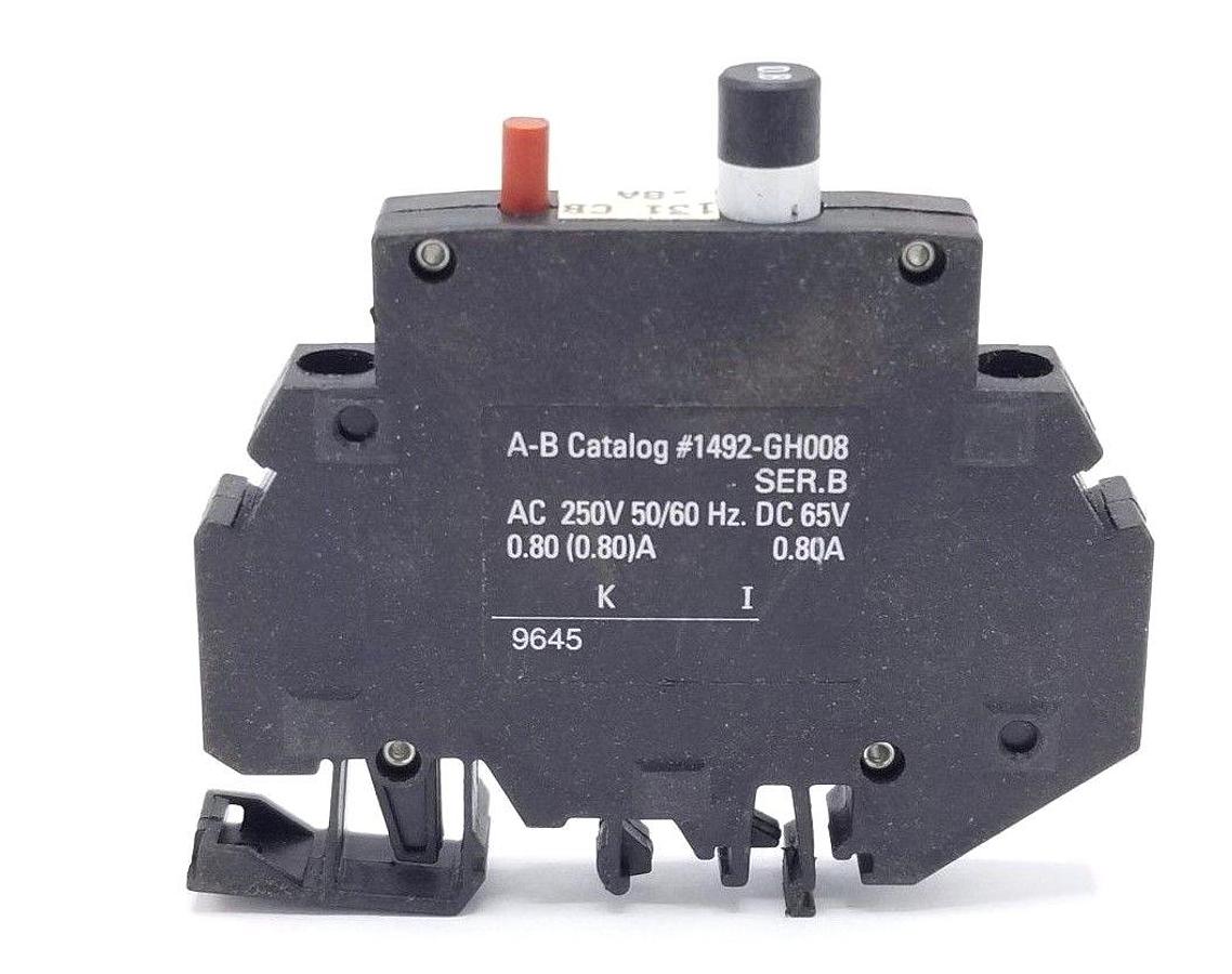 Used ALLEN BRADLEY 1492-GH008 MINIATURE CIRCUIT BREAKER SER. B, 1492GH008