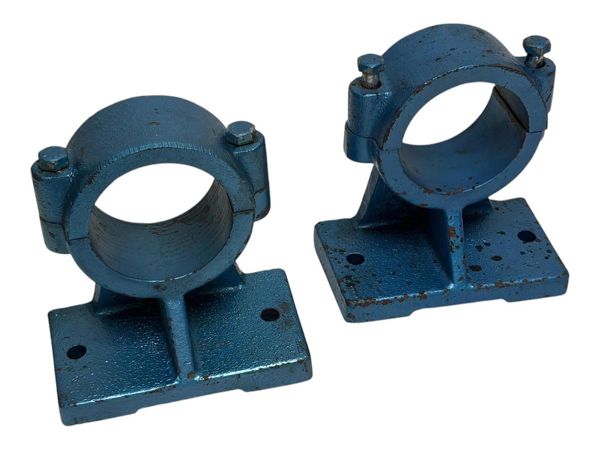 Used Vintage Heavy-Duty Cast Iron Split Pillow Block Bearing Housings P30167 A - Pair