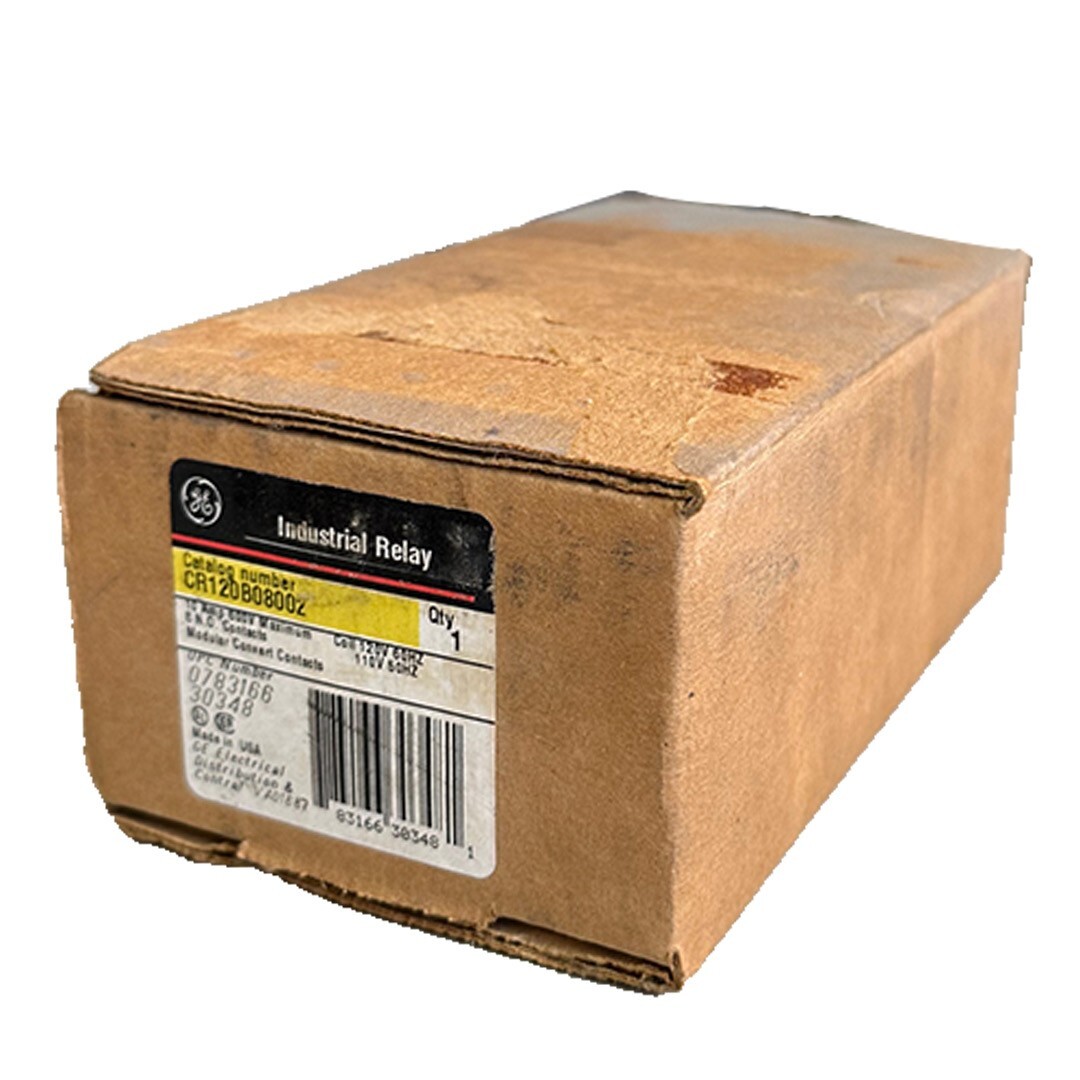 Used NEW GENERAL ELECTRIC CR120B08002 INDUSTRIAL RELAY 10A 600V 8N.O. CONVERT CONTACT