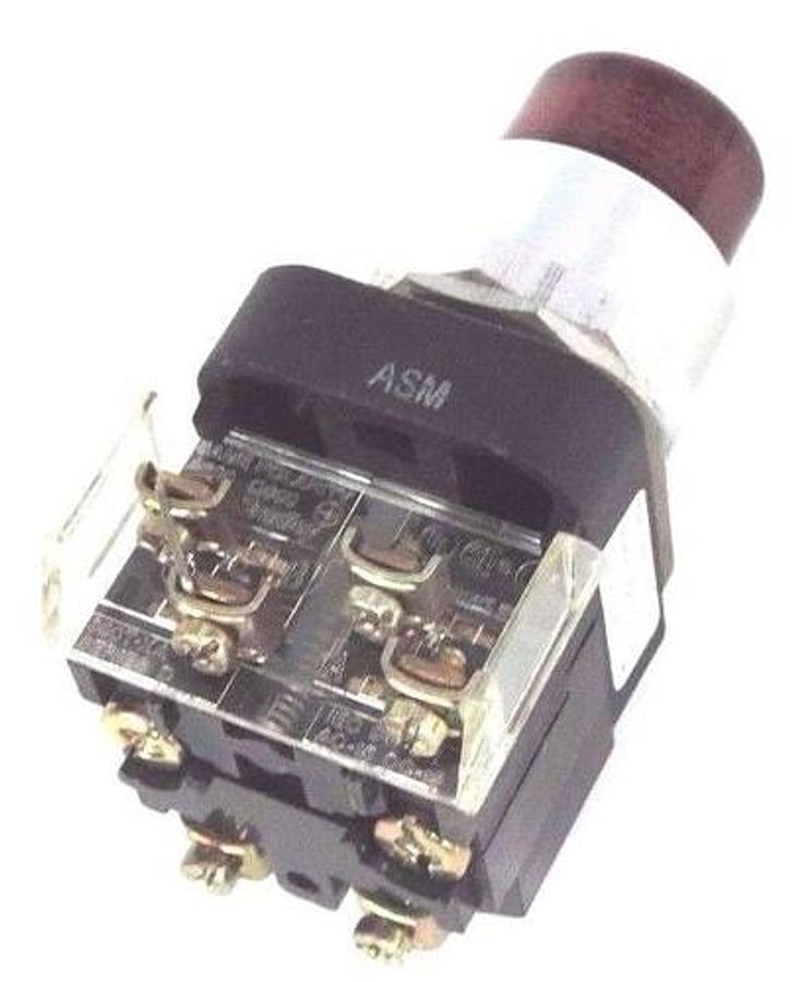 Used ALLEN BRADLEY 800T-PT16 PUSHBUTTON RED SER. T W/ 40171-002-01 COIL & 800T-XA