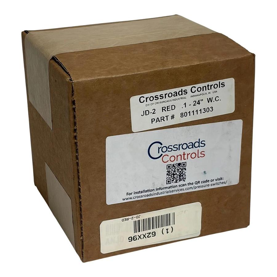 Used Crossroads Controls JD-2 RED 801111303 Air Pressure Switch 0.1-24" W.C. New
