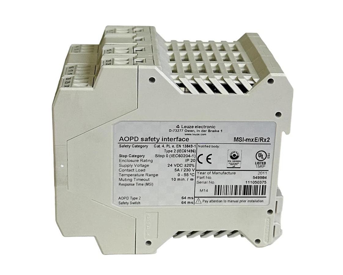 NEW LEUZE ELECTRONIC MSI-mxE/Rx2 / 549984 AOPD SAFETY RELAY INTERFACE 24VDC 5A