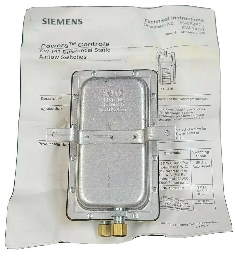 NIB POWERS 141-0518 AIR FLOW SWITCH 1410518