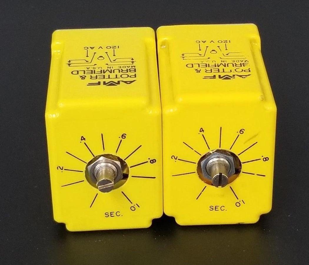 Used LOT OF 2 POTTER & BRUMFIELD CDB-38-70001 TIME DELAY RELAYS 0.1 TO 1 SEC. 10AMP