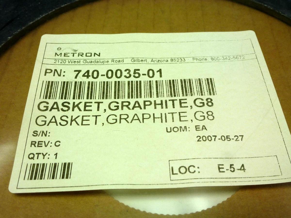 Used NEW METRON 740-0035-01 GRAPHITE GASKET G8 740003501