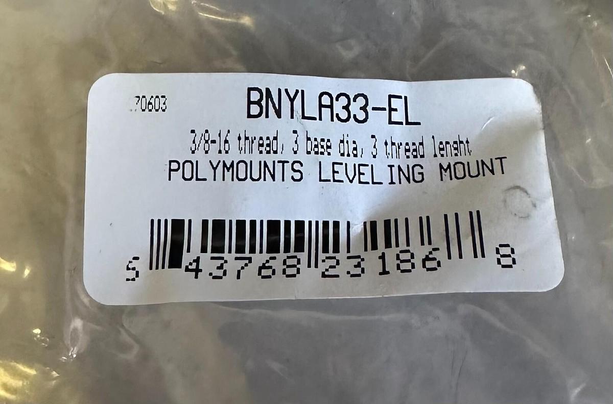 Used 12 NEW S & W BNYLA33-EL / BNYLA33EL POLYMOUNTS LEVELING MOUNTS 3/8-16 THREAD 3''