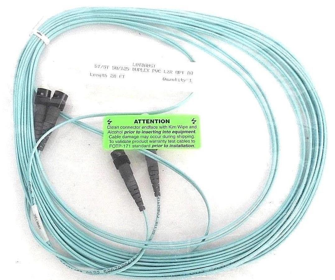 Used NEW LOTDAMST ST/ST 50/125 DUPLEX PVC LZR OPT AQ FIBER OPTIC CABLE LENGTH: 28F