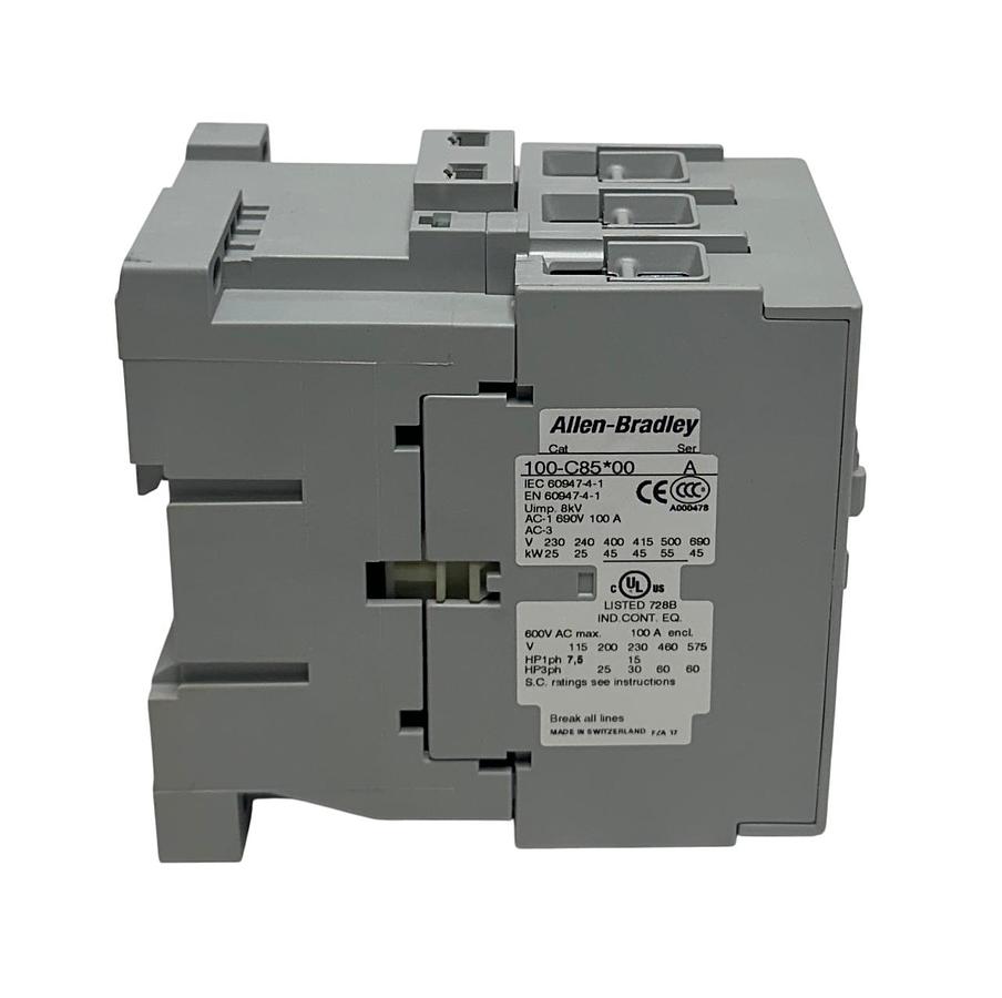 Used ALLEN BRADLEY 100-C85D10 /A BULLETIN 100 CONTACTOR 3-POLE 1NO AUX 110/120V NSMP
