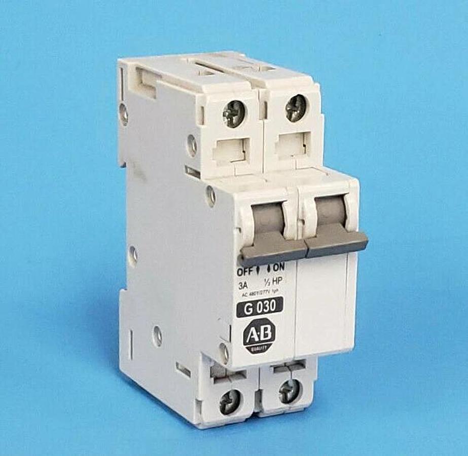 Used ALLEN BRADLEY 1492-CB2-G030 SER. C CIRCUIT BREAKER, 3A, 1/2HP, 1492CB2G030