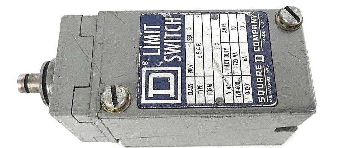 Used SQUARE D 9007-B54E LIMIT SWITCH TOP PUSH ROD PLUNGER W/1NO-1NC CONT., SER. A