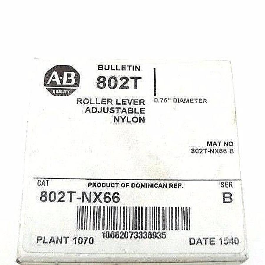 Used NIB ALLEN BRADLEY 802T-NX66 ROLLER LEVER ADJUSTABLE NYLON 802TNX66. SER. B