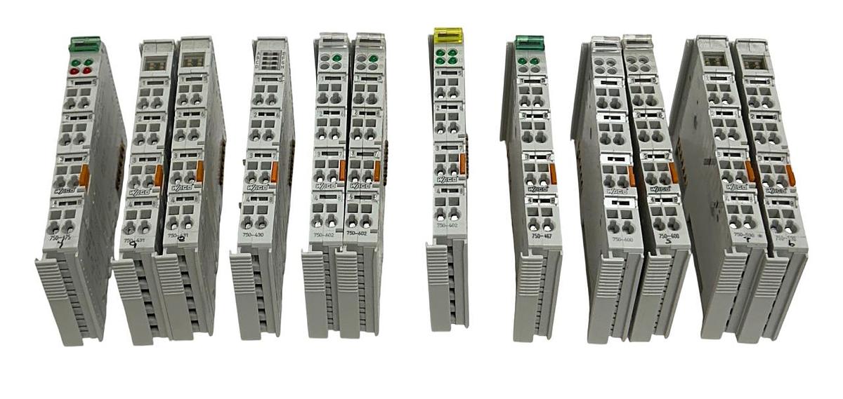 Used 12 WAGO I/O SYSTEM MODULES 750-467 / 750-600 / 750-602 / 750-475 / 750-530 USNP