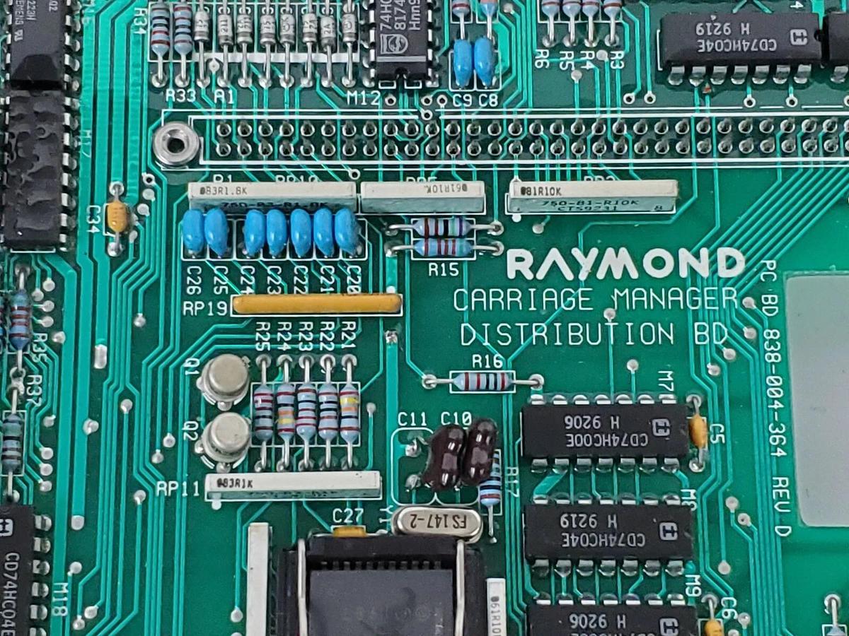 Used RAYMOND 838-004-362E CARRIAGE MANAGER DISTRIBUTION BOARD 9209170033 WPAWPI6CR