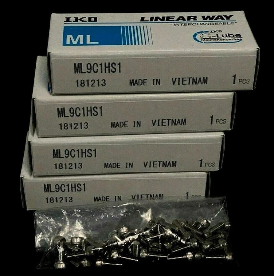 Used LOT OF 4 NEW IKO ML9C1HS1 LINEAR RAILS 181213 W/ SCREWS