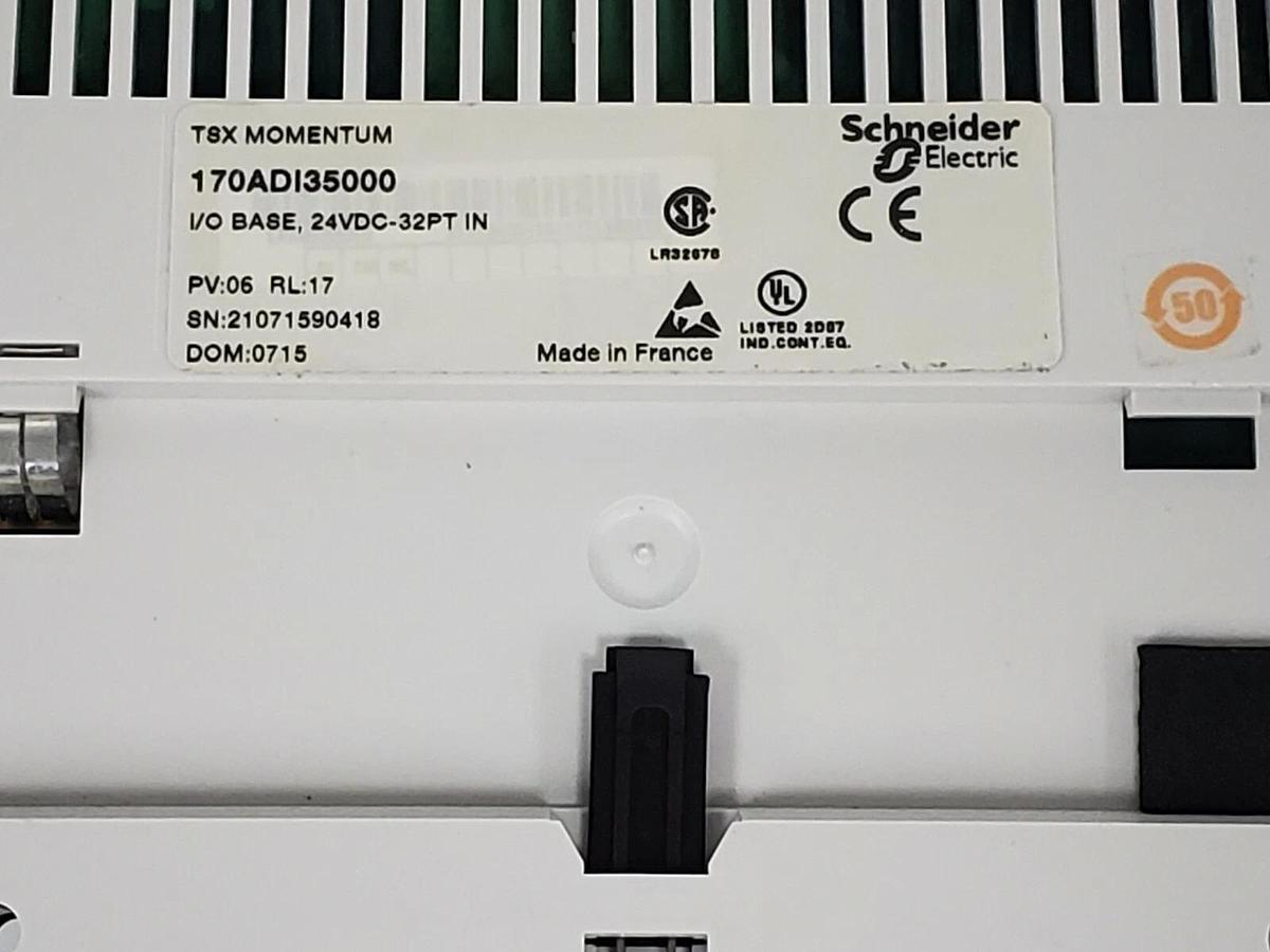 Used SCHNEIDER MODICON TSX MOMENTUM 170ADI35000 I/O BASE 24VDC-32PT IN PV: 06, RL: 17
