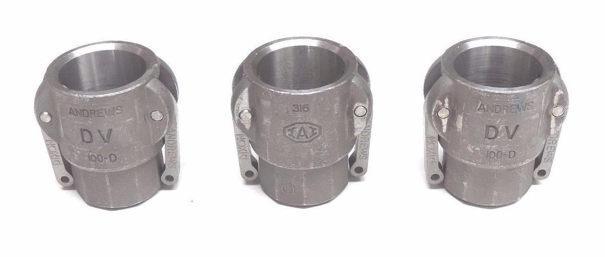 Used LOT OF 3 NEW ANDREWS 100-D CAM AND GROOVE COUPLERS 100D