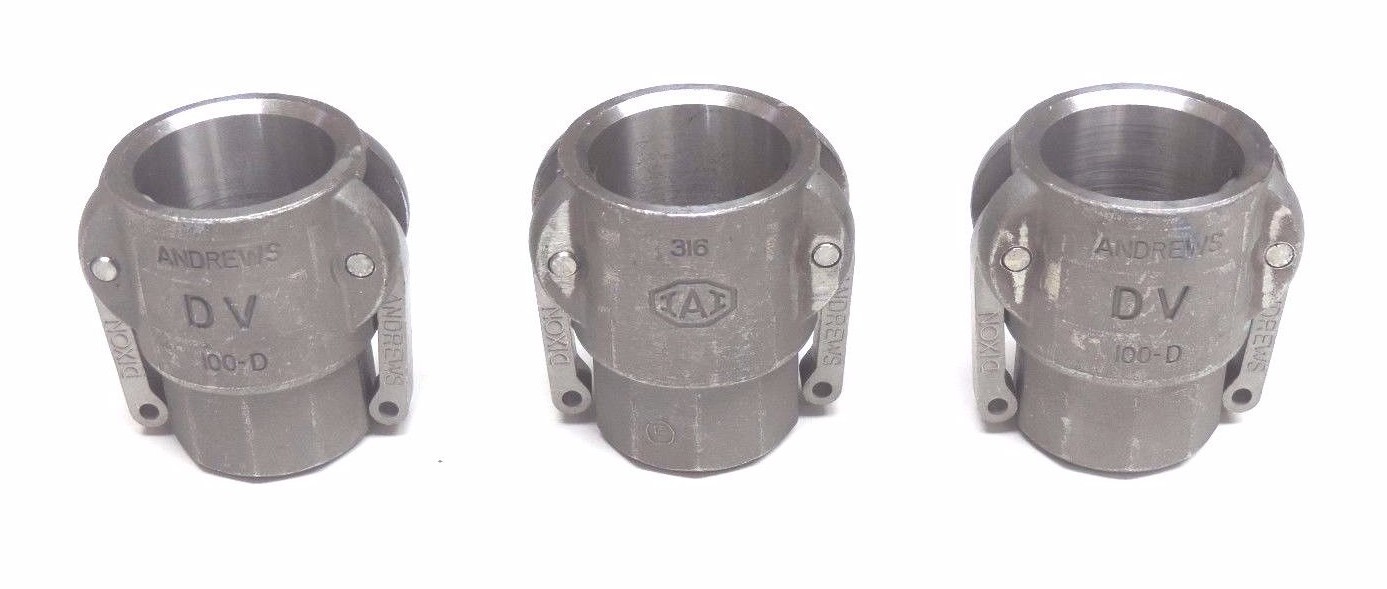 Used LOT OF 3 NEW ANDREWS 100-D CAM AND GROOVE COUPLERS 100D