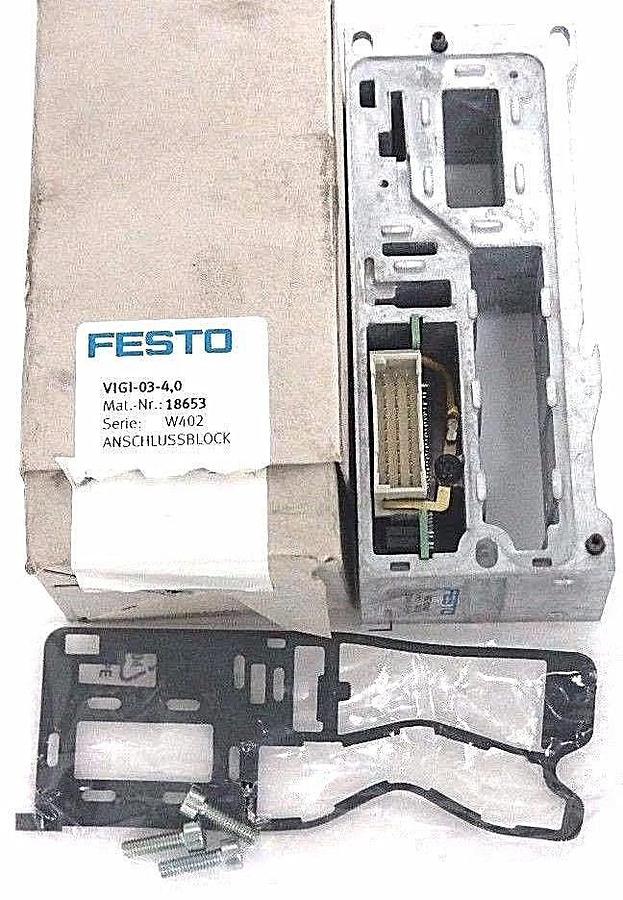 Used NIB FESTO VIGI-03-4,0 MANIFOLD BLOCK 10BAR/145PS MAT. NR. 18653, SERIE: W402