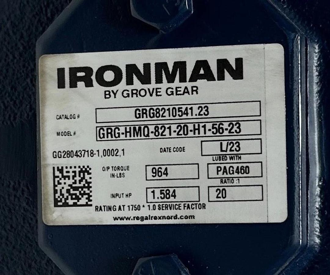 GROVE GEAR IRONMAN GRG-HMQ821-20-H1-56-23 / GRG8210541.23 GEAR REDUCER 20:1 NSNP