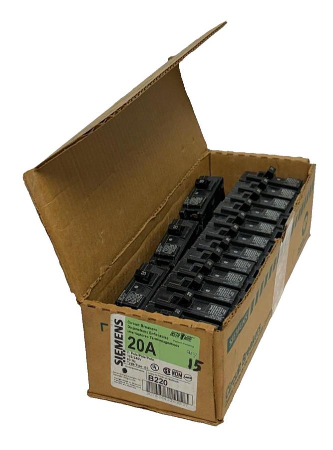 Used Lot of 15 Siemens B120 Circuit Breakers 1 Pole 20A Type BL Bolt-On Original Box