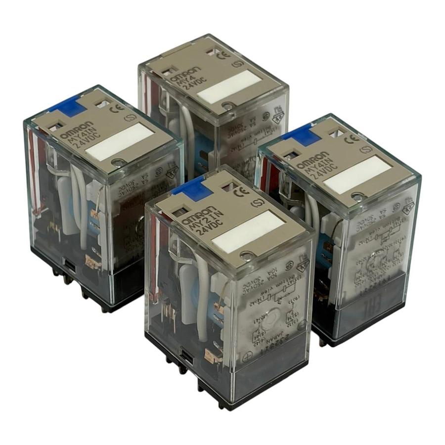 Lot of 4 Omron MY4IN 24VDC Miniature Power Relays 4PDT 14-Pin New Surplus