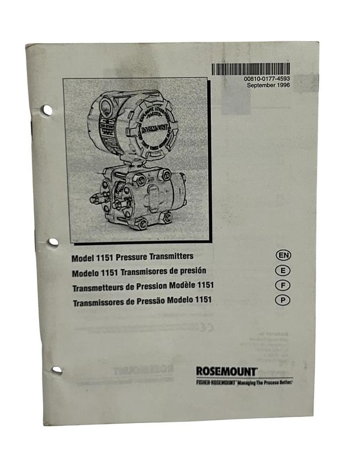 ROSEMOUNT 1151GP4S12M1B1 MODEL 1151 SMART PRESSURE LEVEL TRANSMITTER 45VDC NSMP