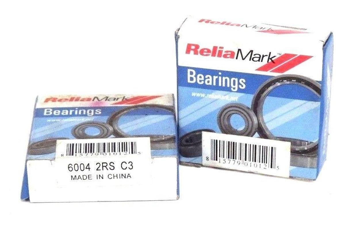 LOT OF 2 NIB RELIA MARK 6004-2RS-C3 DEEP GROOVE BALL BEARINGS 60042RSC3