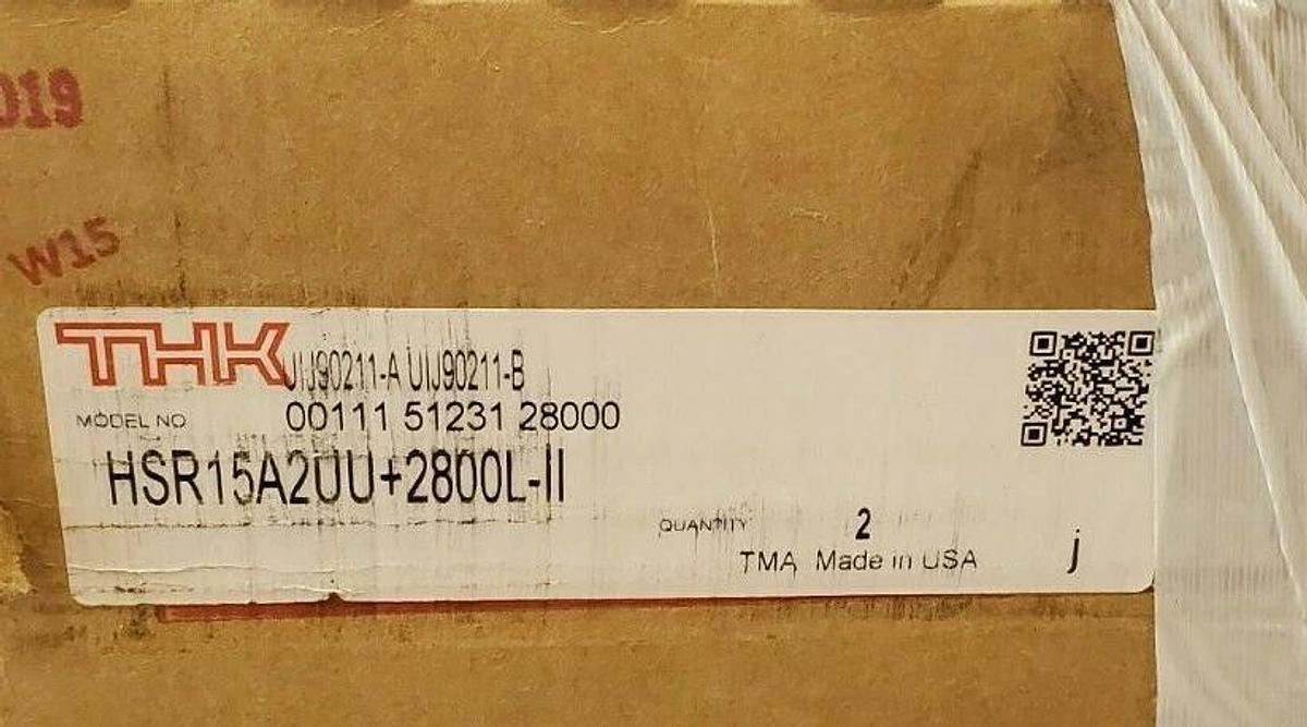 Used SET OF 2 NIB THK HSR15A2UU+2800L-II LINEAR GUIDE AND BEARING ASSEMBLIES