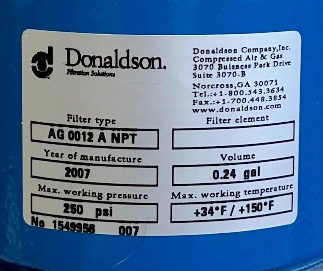 DONALDSON AG 0012 A NPT / AG0012ANPT Ultrafilter FILTER HOUSING 062453-63 NSMP