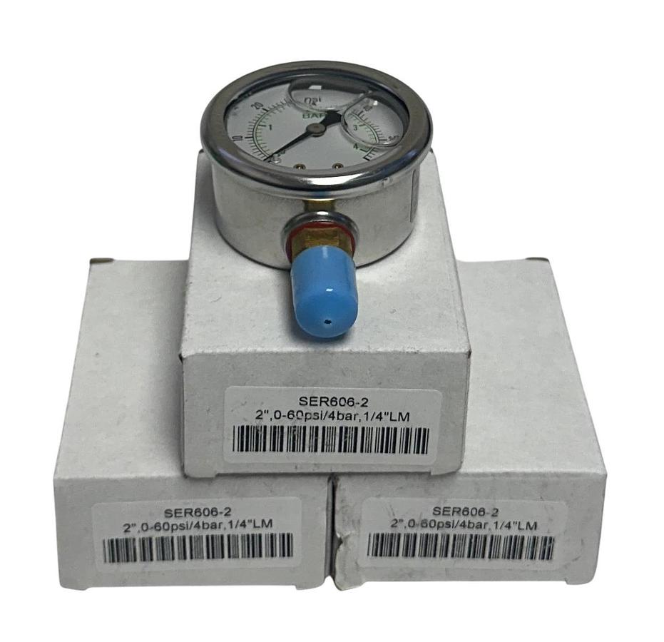 3 SERFILCO SER606-2 / SER6062 LIQUID FILLED PRESSURE GAUGES 2'' 0-60PSI NSMP
