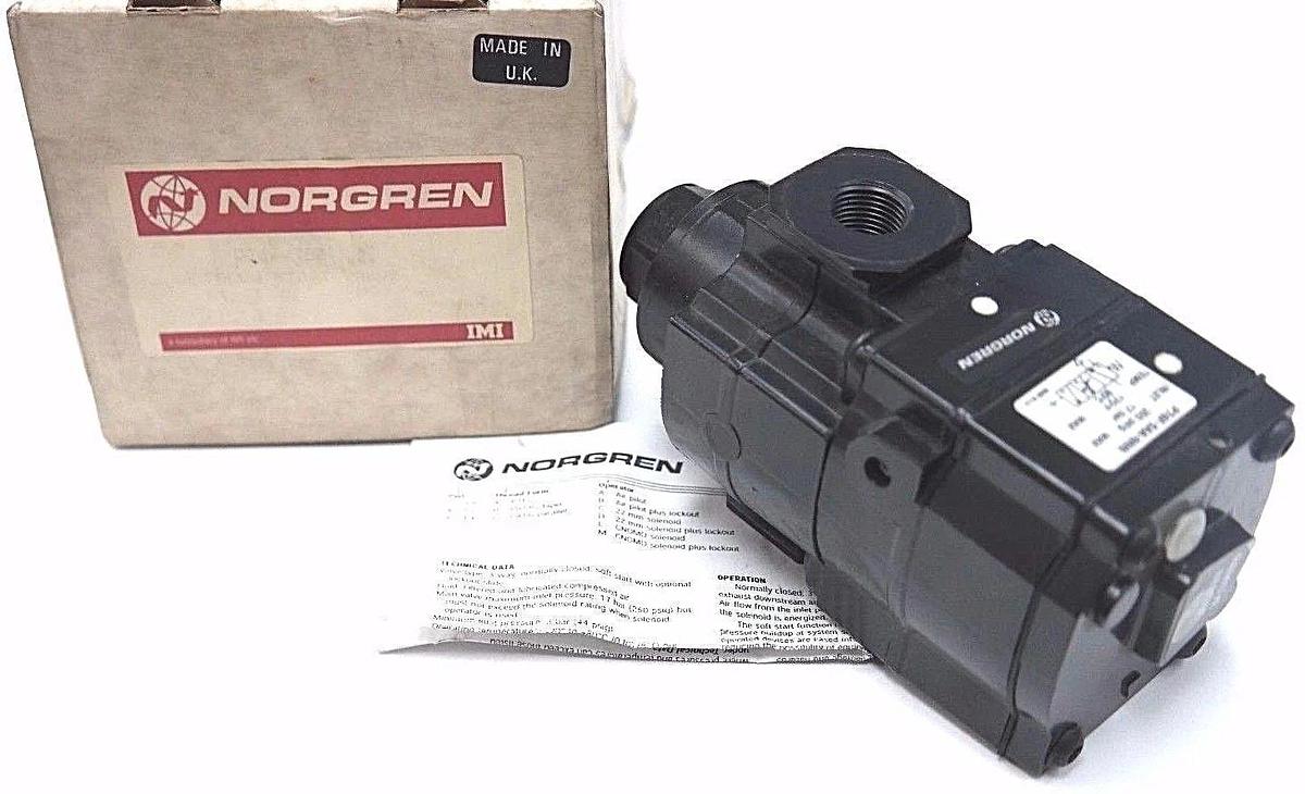 Used NIB NORGREN P74F-3AA-NNN VALVE AIR PILOT SOFT START 250PSIG, 17BAR, 175F, 80C