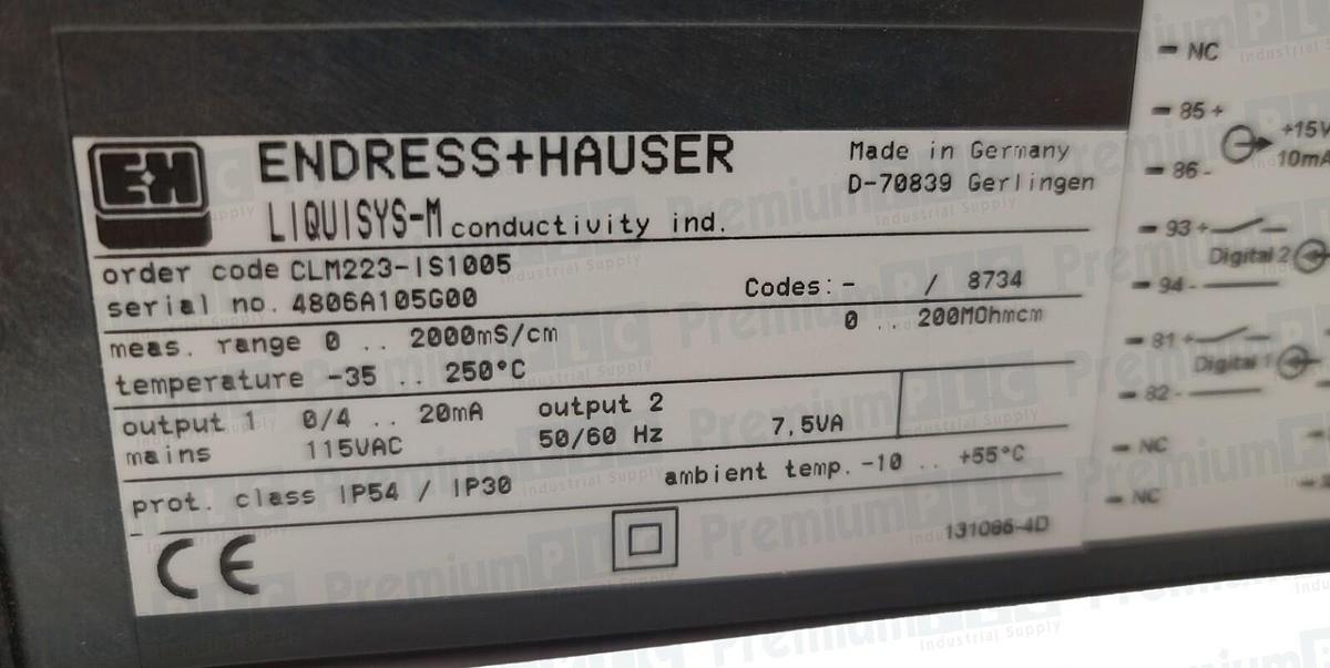 Used NEW ENDRESS+HAUSER CLM223-IS1005 LIQUISYS-M CLM223 CONDUCTIVITY TRANSMITTER V230