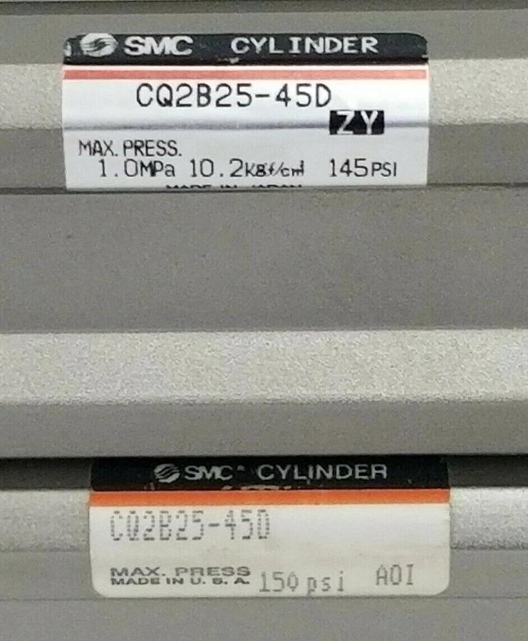 LOT OF 2 NEW SMC CQ2B25-45D COMPACT CYLINDERS CQ2B2545D