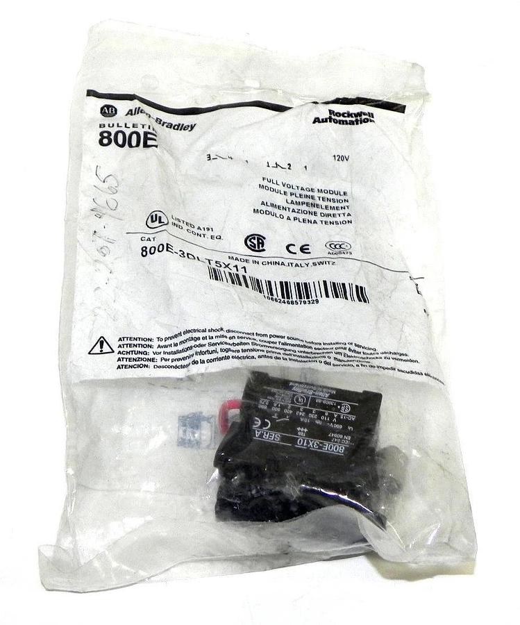 Used NEW ALLEN BRADLEY 800E-3DLT5X11 FULL VOLTAGE MODULE SER. B, 800E3DLT5X11