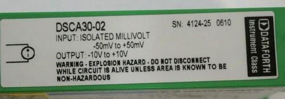 Used DATAFORTH DSCA30-02 ISOLATED ANALOG SIGNAL CONDITIONING MODULE DSCA3002