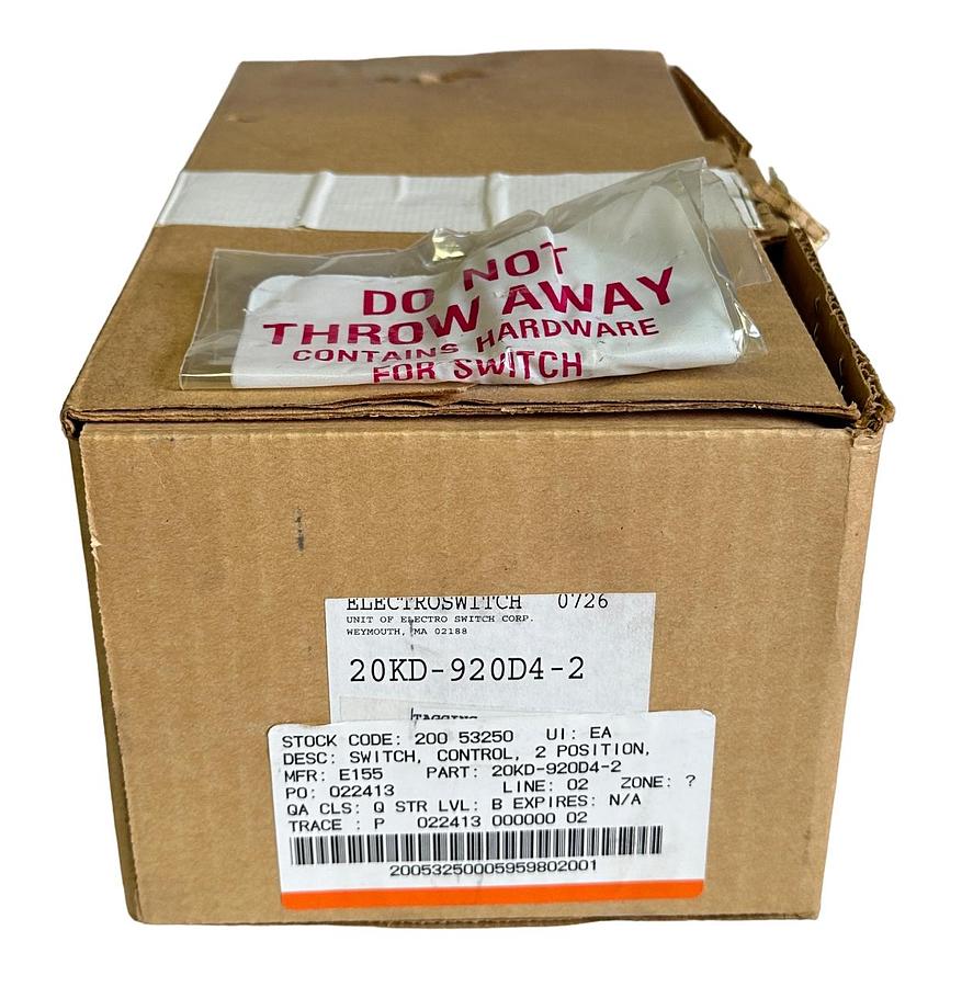 Used NEW ELECTROSWITCH 20KD-920D4-2 / 20KD920D42 CAM-ACTUATED ROTARY SWITCH SER. 20