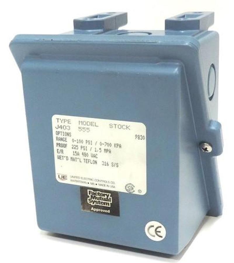Used NEW UNITED ELECTRIC TYPE J403 MODEL 555 PRESSURE SWITCH J403555 RANGE: 0-100 PSI