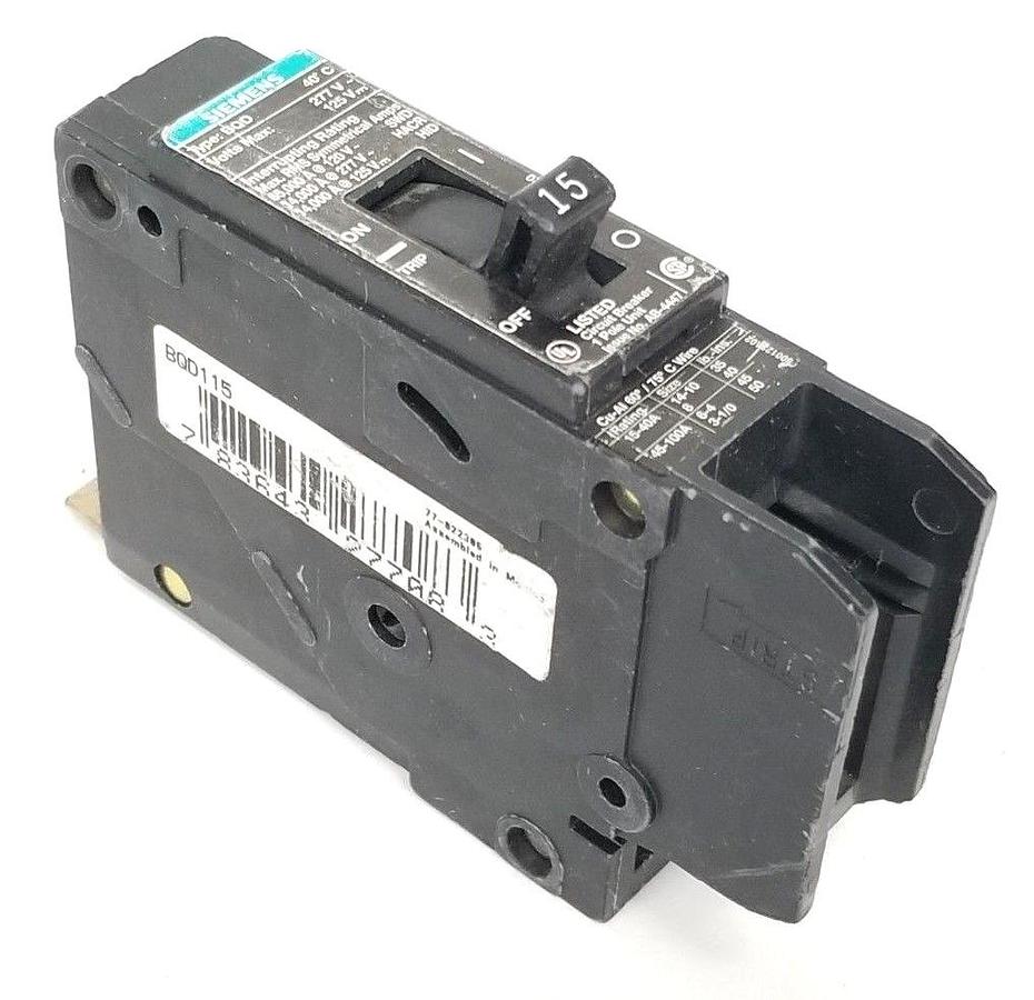 Used ITE SIEMENS BQD115 CIRCUIT BREAKER 15A 1P 277VAC AB-4447 800121A20