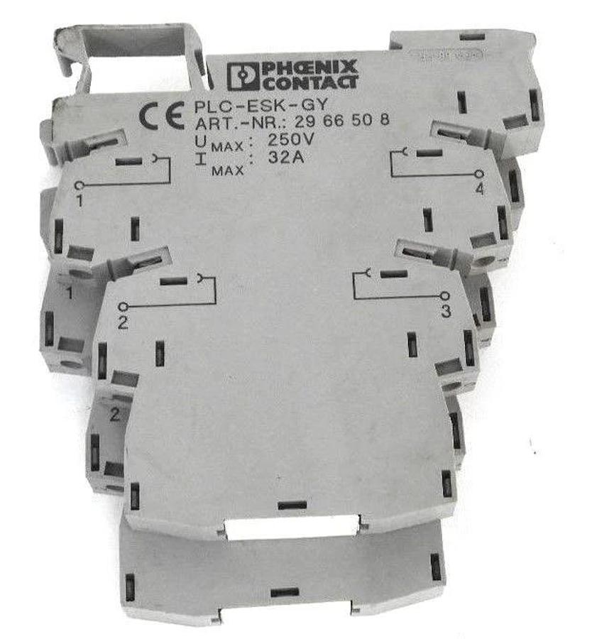 Used LOT OF 3 PHOENIX CONTACT PLC-ESK-GY TERMINAL BLOCKS ART. NR. 2966508 25V, 32A