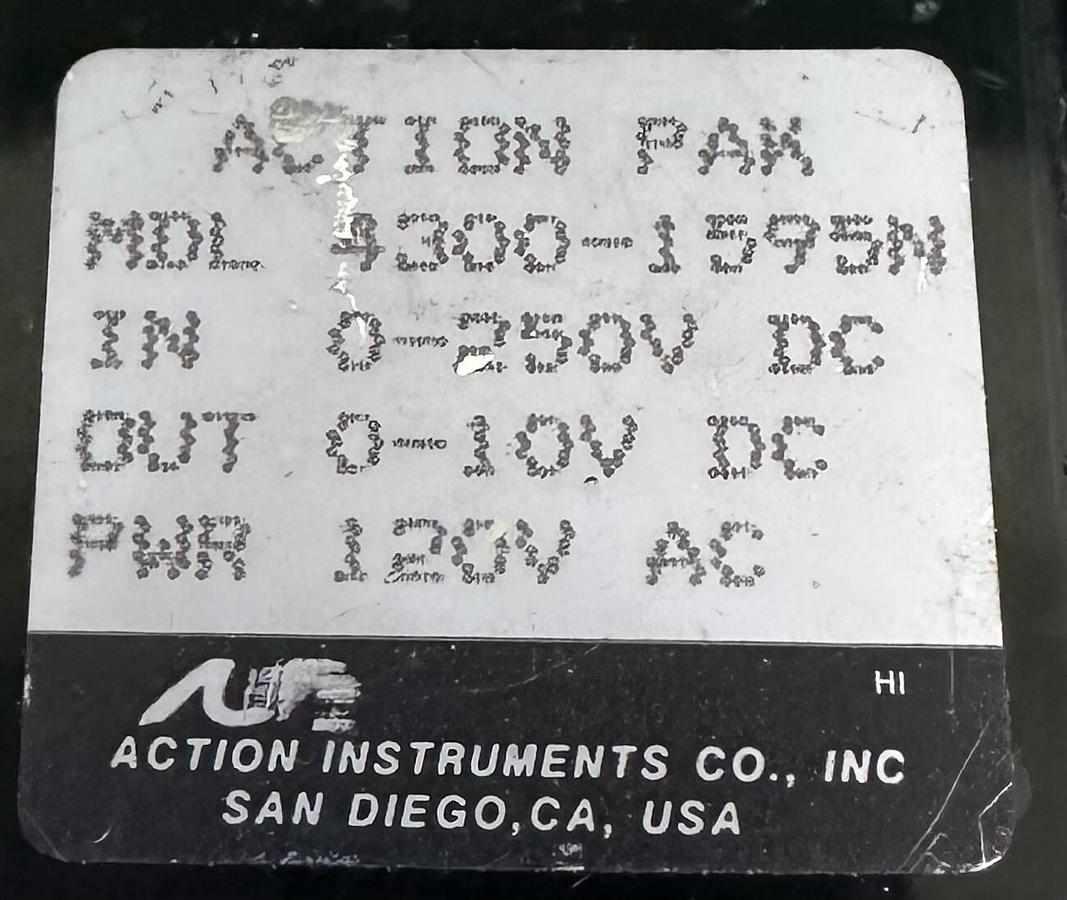 Used ACTION INSTRUMENTS 4300-1595N / 43001595N ACTION PAK RELAY 0-250VDC 120Vac