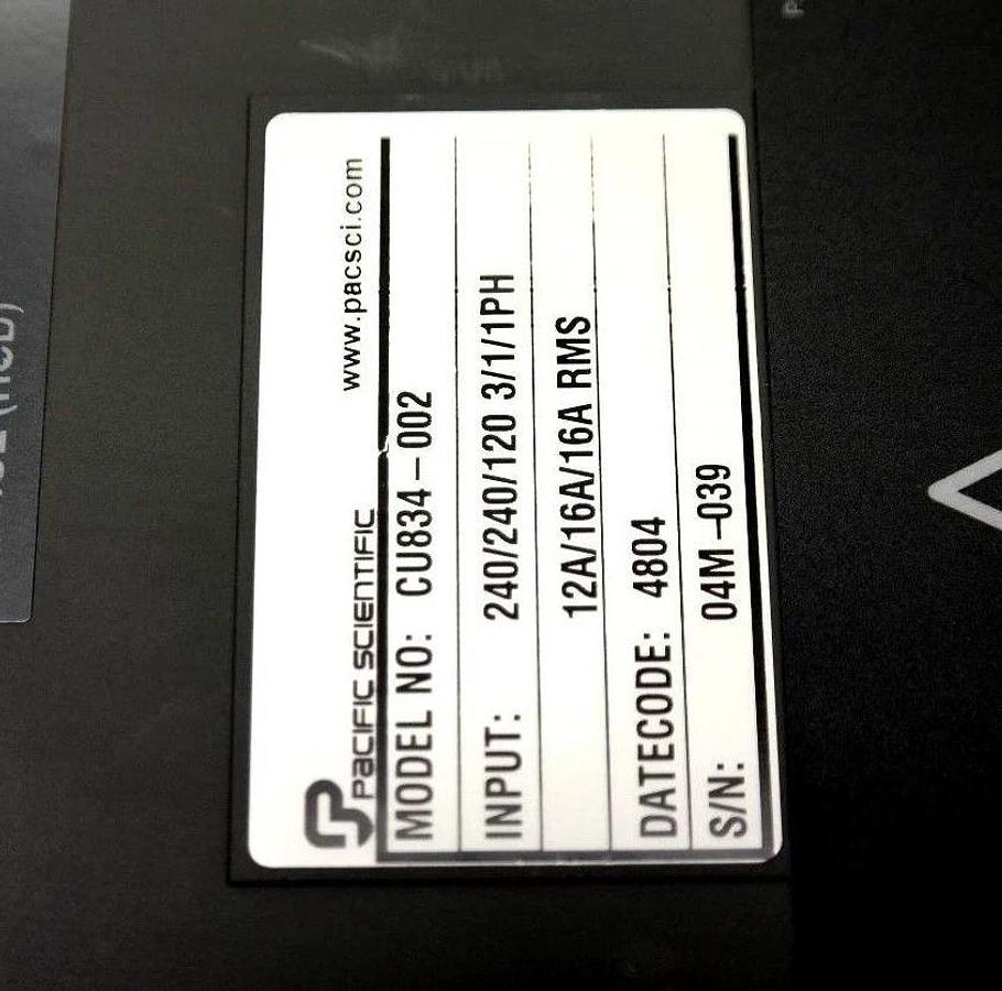 Refurbished REPAIRED PACIFIC SCIENTIFIC CU834-002 PC800 BRUSHLESS SERVO DRIVE CU834002