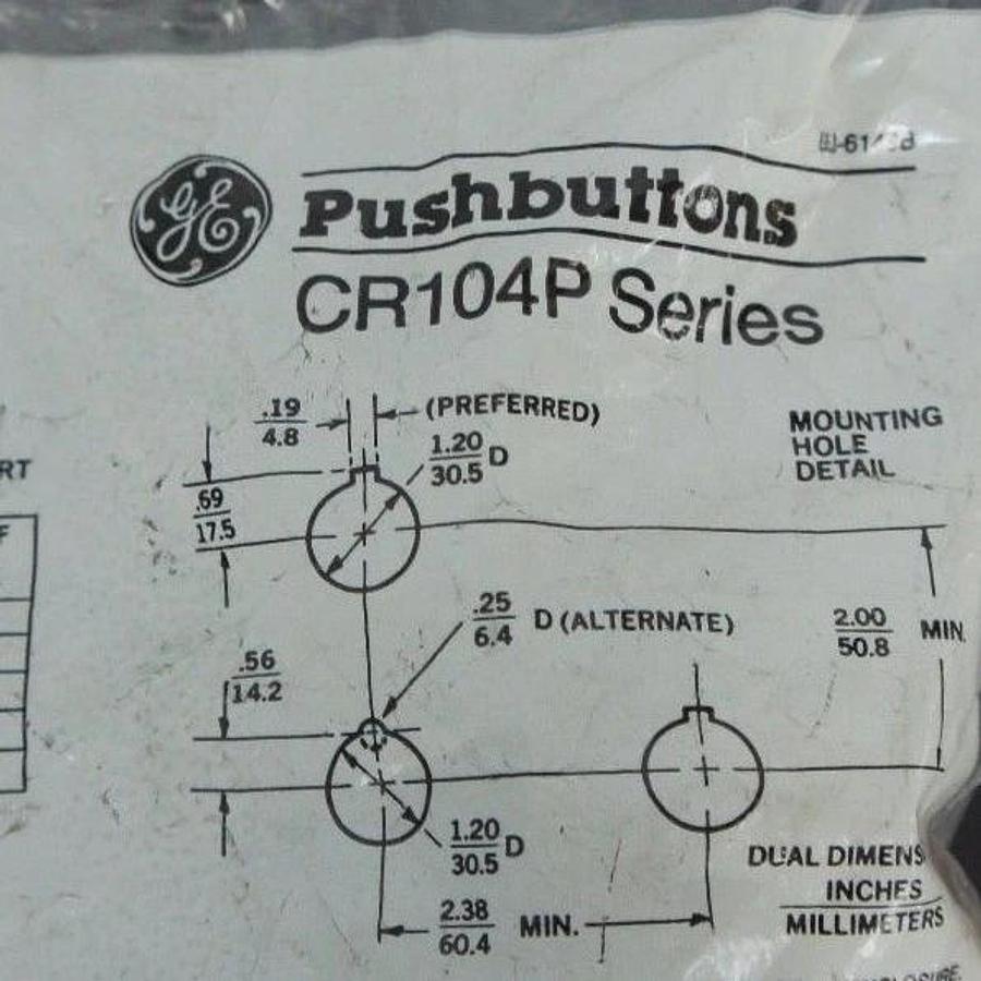 Used NEW GENERAL ELECTRIC CR104P SERIES PUSHBUTTON GEJ-6149B