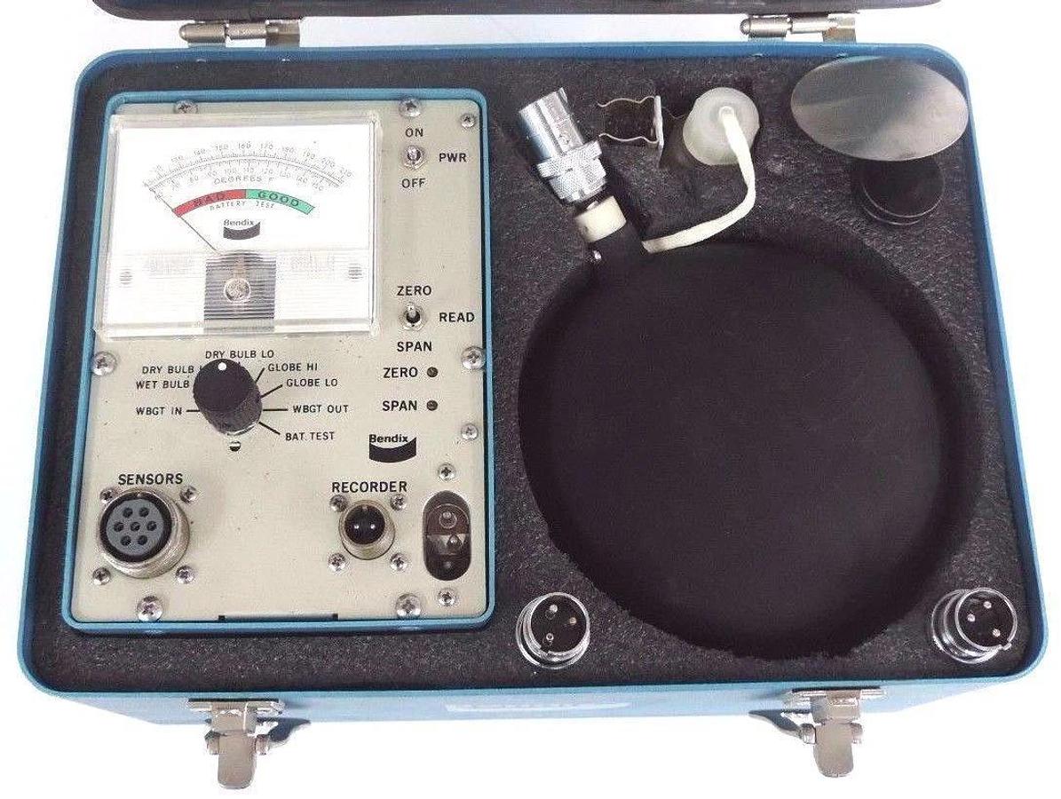 Used BENDIX WBGT HEAT STRESS MONITOR PART NO 2417352-0004 W/ WET BULB GLOBE