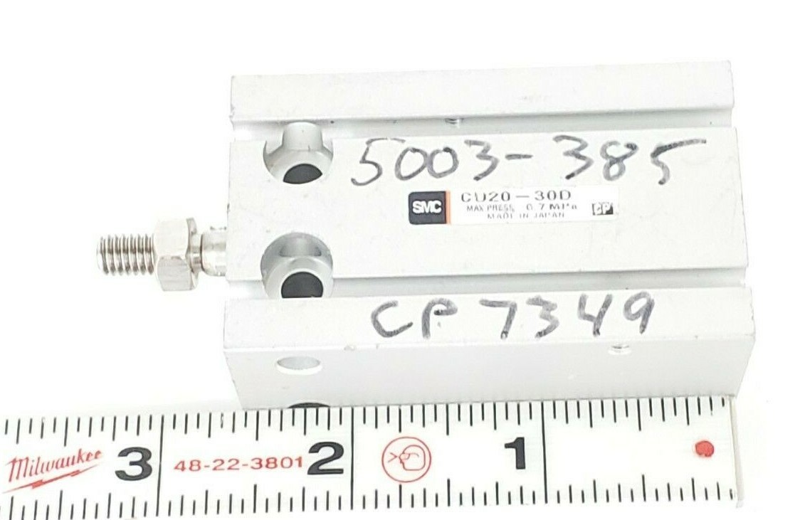 Used SMC CU20-30D DOUBLE ACTING CYLINDER FREE MOUNT 20MM CU2030D, 0.7 MPa