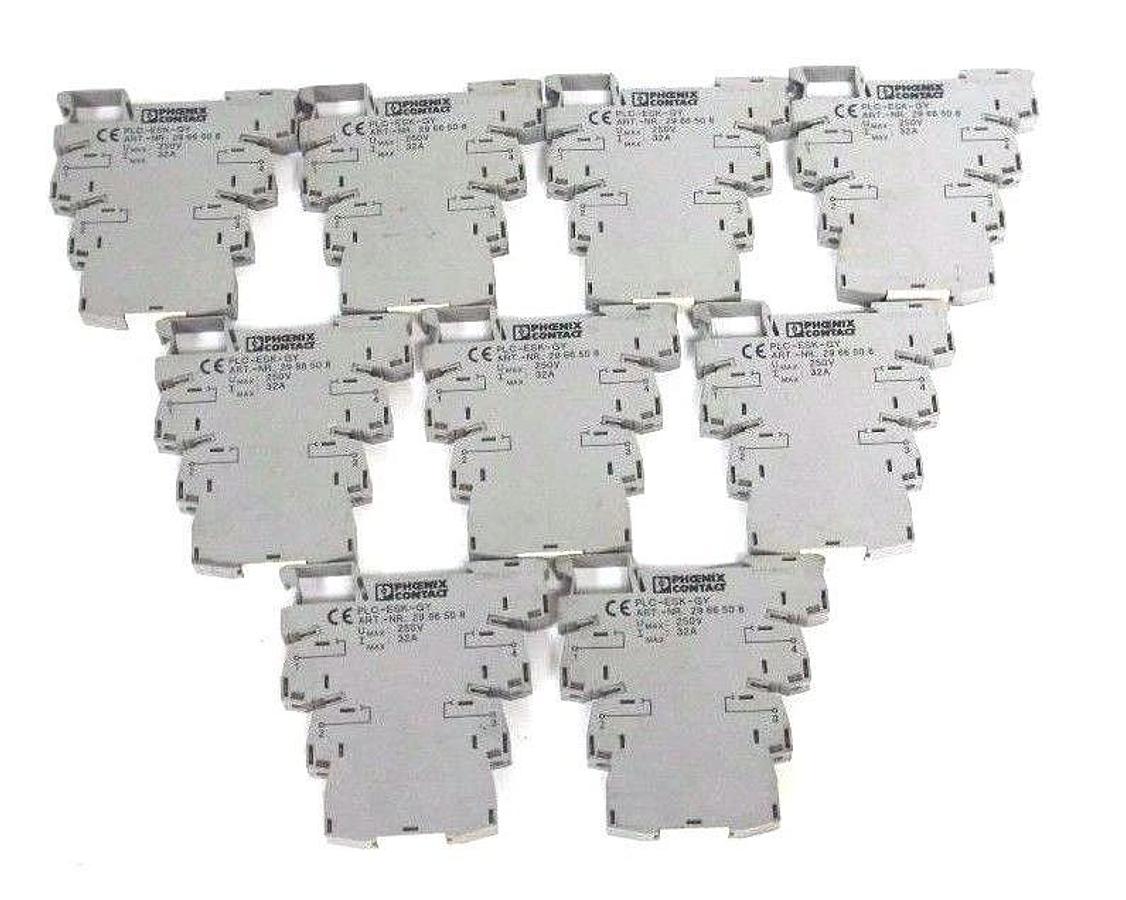 Used LOT OF 9 PHOENIX CONTACT PLC-ESK-GY TERMINAL BLOCKS ART. NR. 2966508 25V, 32A