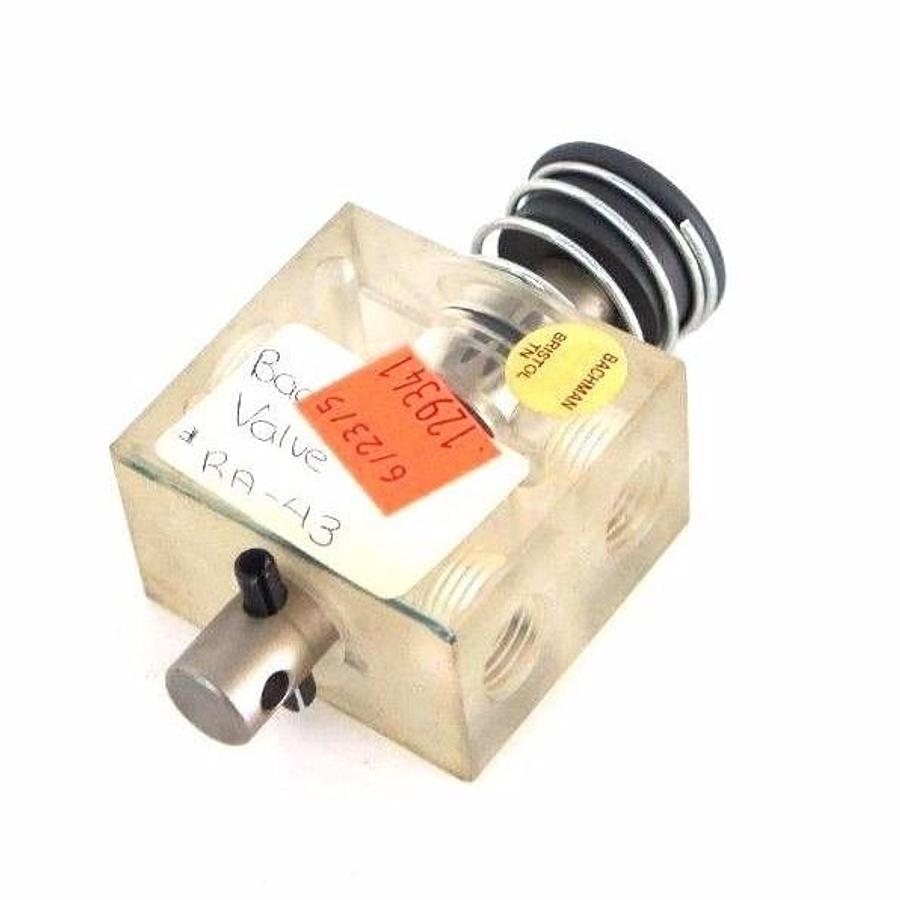 Used NEW BACHMAN RA-43 MANUAL VALVE 1-3/16" PVC PUSHBUTTON 6 LB. SPRING RA43